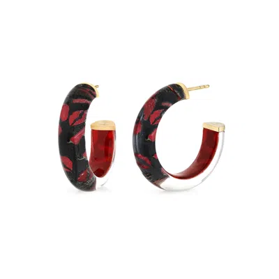 Gold & Honey Women's Black / Red / Gold Spicy Lucite Hoops