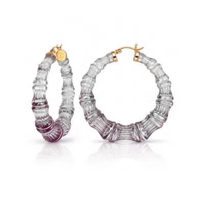 Gold & Honey Women's Black Winter Ombre Lucite Bamboo Hoop Earrings In Metallic