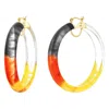 Gold & Honey Women's Black / Yellow / Orange Tie Dye Lucite Hoops In Earth In Multi