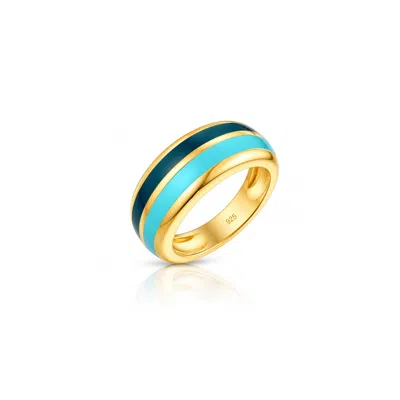 Gold & Honey Women's Blue And Turquoise Enamel Gold Ring