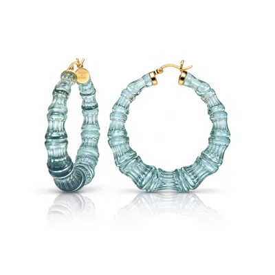 Gold & Honey Women's Blue Fall Teal Lucite Bamboo Hoop Earrings