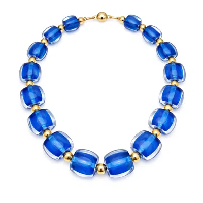 Gold & Honey Women's Blue / Gold Beaded Lucite Necklace For After Hours In Lapis Blue