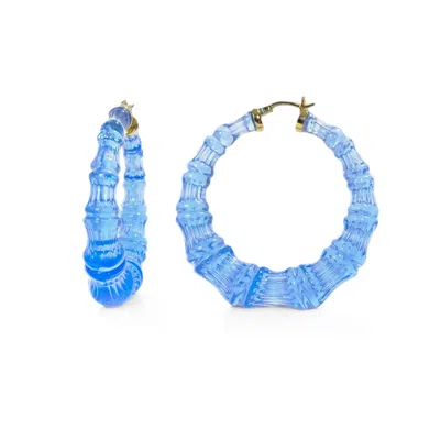 Gold & Honey Women's Blue / Gold Blueberry Blue Bamboo Hoop Earrings