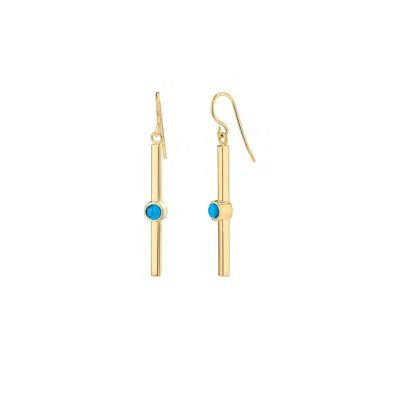 Gold & Honey Women's Blue / Gold Gold & Turquoise Bar Earrings