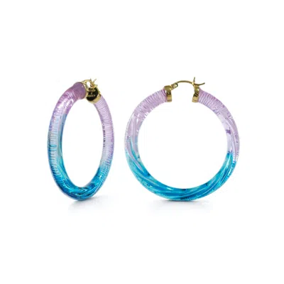 Gold & Honey Women's Blue / Gold / Pink Purple & Blue Ombre Hoop Earrings