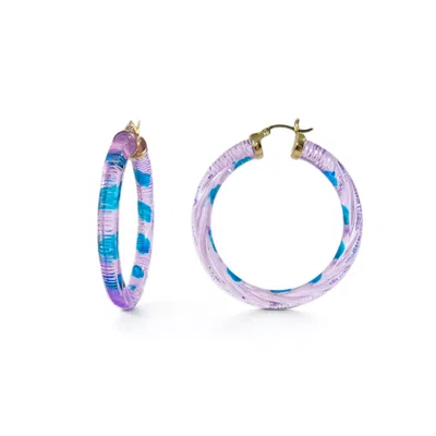 Gold & Honey Women's Blue / Gold / Pink Purple & Blue Stripe Hoop Earrings