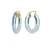 Gold & Honey Women's Blue / Silver Flat Hoop Earrings In Blue With Silver Glitter
