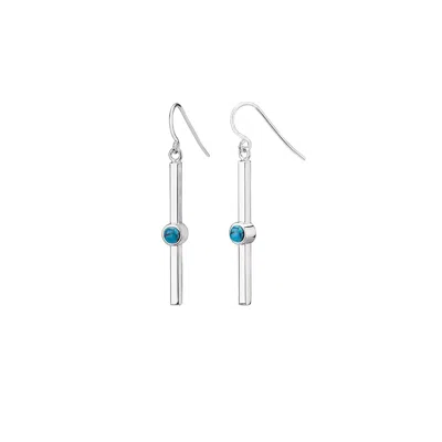 Gold & Honey Women's Blue / Silver Silver & Turquoise Bar Earrings In Multi