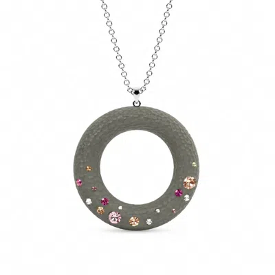 Gold & Honey Women's Confetti Donut Necklace In Grey In Silver