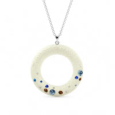 Gold & Honey Women's Confetti Donut Necklace In White In Blue