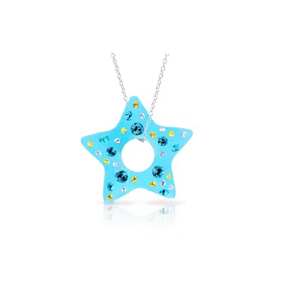 Gold & Honey Women's Confetti Star Necklace In Blue