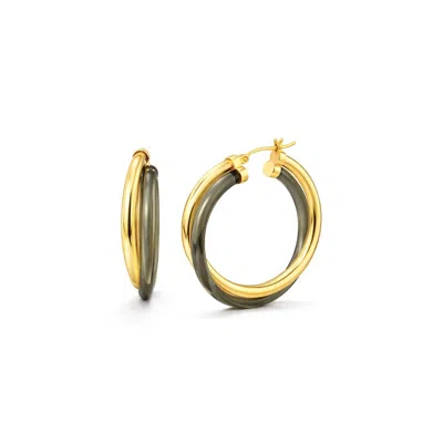 Gold & Honey Women's Crossover Lucite Hoop Earrings In Blackberry In Gold