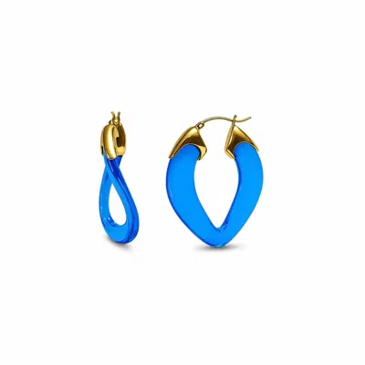 Gold & Honey Women's Blue / Gold Sapphire Curb Link Lucite Birthstone Hoop Earrings