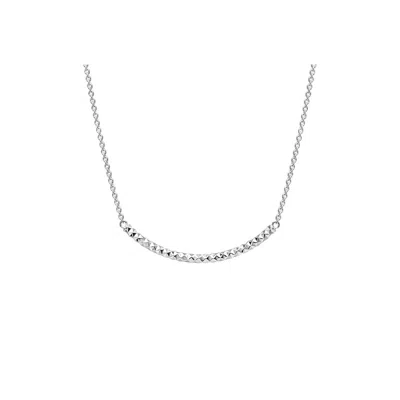 Gold & Honey Women's Diamond Cut Curved Bar Necklace In Silver