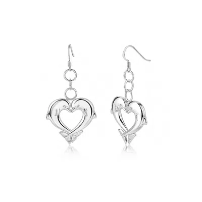 Gold & Honey Women's Dolphin Dangle Earrings In Silver