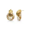 Gold & Honey Women's Donut Door Knocker Earrings In Clear With 24k Gold Leaf In Gold