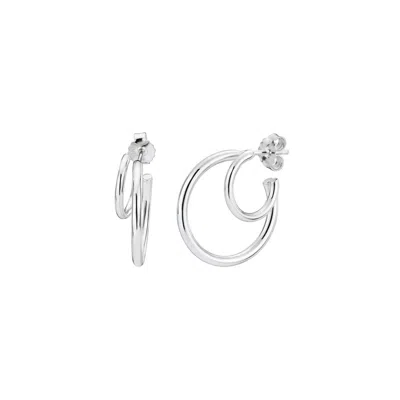 Gold & Honey Women's Double Hoop Earrings In Silver