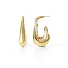 Gold & Honey Women's Drop Hoop Earrings In Clear With 24k Gold Leaf In Gold
