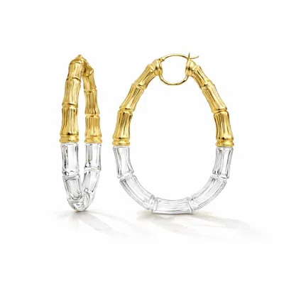 Gold & Honey Women's Duchess Bamboo Lucite Hoop Earrings In Clear/ Gold
