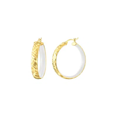 Gold & Honey Women's Enamel Hammered Hoop Earrings In White In Pink
