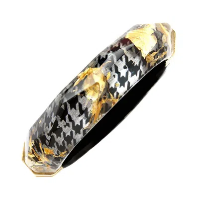 Gold & Honey Women's Faceted Lucite Bangle In Houndstooth In Multi