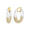 Gold & Honey Women's Flat Hoop Earrings In Clear With Gold Glitter