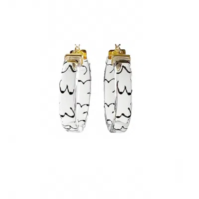 Gold & Honey Women's Flat Lucite Hoop Earrings With Boobies In Clear In White