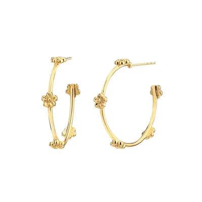 Gold & Honey Women's Flower Station Hoop Earrings In Gold