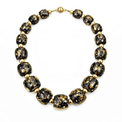 Gold & Honey Women's For After Hours Beaded Lucite Necklace In Black Gold Flakes