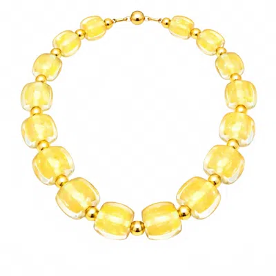 Gold & Honey Women's For Brunch Beaded Lucite Necklace In Yellow In Gold