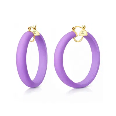 Gold & Honey Women's Frosted Lucite Hoop Earrings In Purple