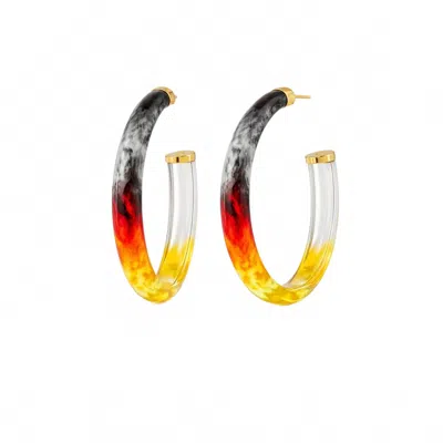 Gold & Honey Women's Game Day Xl Oval Tie Dye Lucite Hoop Earrings In Earth In Multi