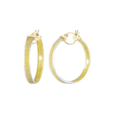 Gold & Honey Women's Glitter Hoop Earrings In Clear & Gold