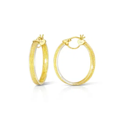 Gold & Honey Women's Glitter Lucite Hoop Earrings In Clear Gold