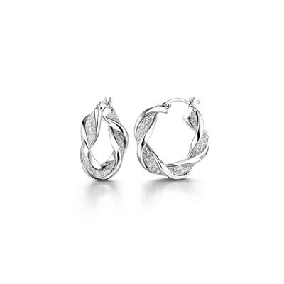 Gold & Honey Women's Glitter Twist Hoop Earrings In Silver In Metallic