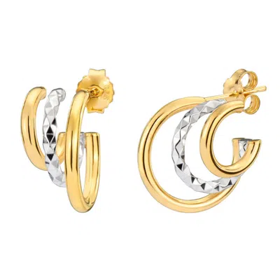 Gold & Honey Women's Gold And Silver Two-tone Triple Hoops
