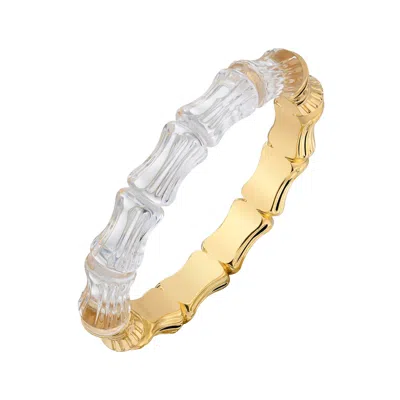 Gold & Honey Women's Gold Bamboo Bangle Bracelet In Clear
