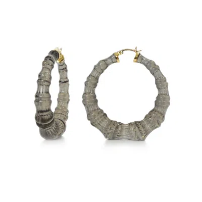 Gold & Honey Women's Gold / Black Bamboo Hoop Earrings In Blackberry