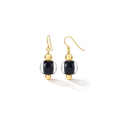 Gold & Honey Women's Gold / Black Bead Drop Earrings In Black And Gold