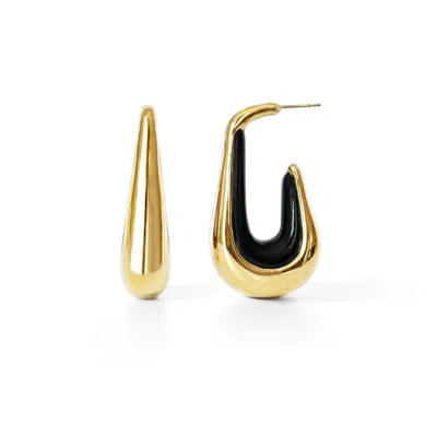 Gold & Honey Women's Gold / Black Drop Hoop Earrings In Black In Multi