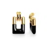 Gold & Honey Women's Gold / Black Rectangle Door Knocker Earrings In Black In Multi