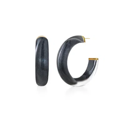 Gold & Honey Women's Gold / Black Small Black Illusion Hoop Earrings In Multi
