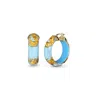Gold & Honey Women's Gold / Blue 24k Gold Leaf Huggie Hoop Earrings In Ice Blue