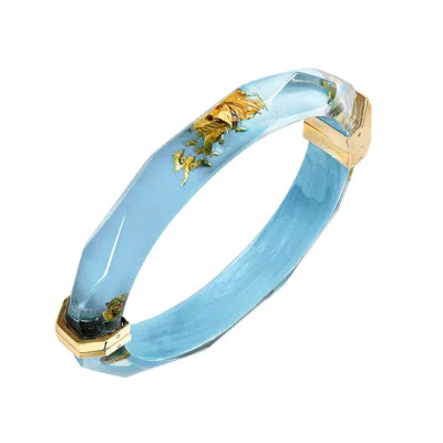 Gold & Honey Women's Gold / Blue 24k Gold Leaf Lucite Bangle In Ice Blue In Multi