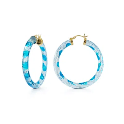 Gold & Honey Women's Gold / Blue Aqua Blue Stripe Hoop Earrings