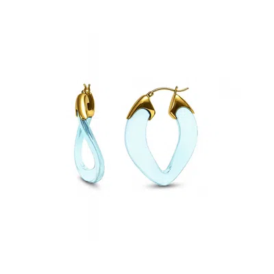 Gold & Honey Women's Gold / Blue Blue Diamond Curb Link Lucite Birthstone Hoop Earrings