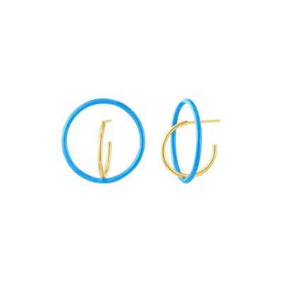 Gold & Honey Women's Gold / Blue Floating Enamel Earrings In Turquoise In Multi