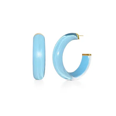 Gold & Honey Women's Gold / Blue Small Illusion Hoops In Ice Blue In Multi