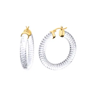 Gold & Honey Women's Gold Clear Cable Hoops In Orange