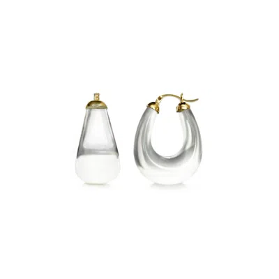 Gold & Honey Women's Gold Clear Chunky Bucket Lucite Hoop Earrings